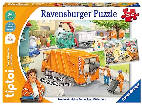 Ravensburger tiptoi Puzzle 00138 Puzzle für kleine Entdecker: Müllabfuhr, Kinderpuzzle ab 3 Jahren, für 1 Spieler