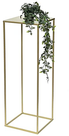 DanDiBo Blumenhocker Metall Gold Eckig 82-42 cm Blumenständer Beistelltisch 96406 Blumensäule Modern Pflanzenständer Pflanzenhocker (L: 82 cm)