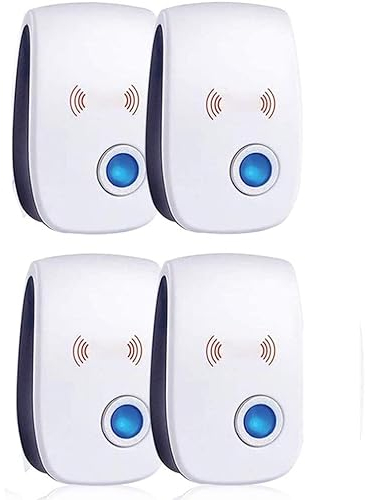 Repellente per Animali Infestanti ad Ultrasuoni - Pacco da 4,Antizanzare Ultrasuoni Elettrico Repellente Ultrasuoni Interno Anti Topi,Zanzare, Ratti, Insetti, Scarafaggi, Formiche e Altro Roditori