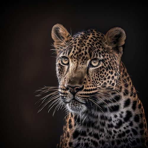 Acryl-Bild 80 x 80 cm: Wildes Tier-Leopard-Porträt. Abbildung AI generativ (198405852)