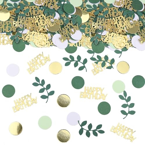 GoldRock Happy Birthday Konfetti Geburtstag Gold Grün, Tischdeko Geburtstag,Streudeko Geburtstage Frau Mann,Goldene Confetti für Geburtstagsdeko Tisch,Luftschlangen Geburtstage,Happy Birthday Deko