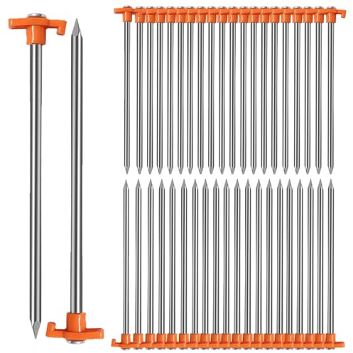 APACALI 40 PCS Metal Tent Stakes Heavy Duty, 10 Inch Yard Stakes Non-Rust Metal Tent Pegs Ground Stakes Tent Spikes Camping Accessories for Camping Patio, Garden, Canopies, Grassland, Outdoor