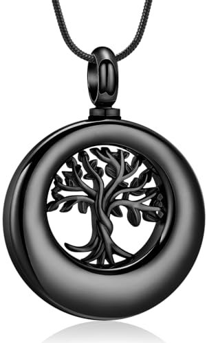 VCCWYQK Collar de urna para cenizas para mujeres hombres círculo árbol de la vida eternidad conmemorativo colgante ceniza cremación joyería