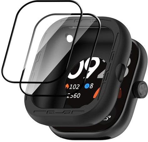 GMUJIAO Compatible con Xiaomi Redmi Watch 4 para Funda,Protección Anti-Rasguños Funda TPU,TPU Carcasa Protector con 2 Protectores de Pantalla-Negro