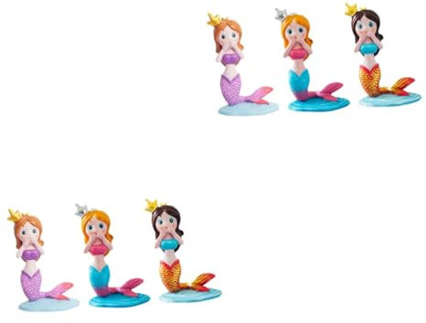 TOYANDONA 6 STK Meerjungfrau Mini-tierspielzeug Figur Mini-Cupcake Dekorative Puppe Kuchendekorationen Desktop- Kuchenornament Cupcake-kapazitäten Mini-Puppen Karikatur Ornamente Harz