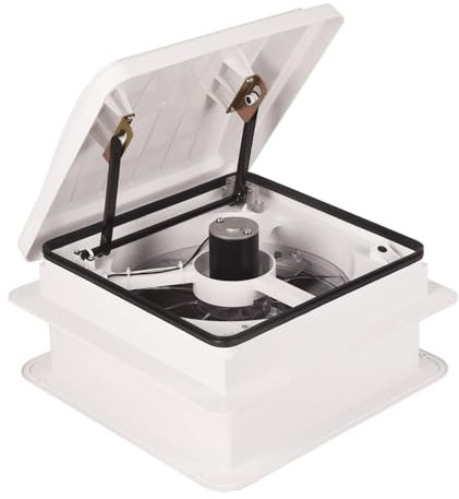 Doppy 14 RV Roof Vent Fan, 12V Vent Fan 12 Diameter Blade w/White lid, 4 Speed Air Ventilation Ceiling Fan for RV/Trailer/Camper