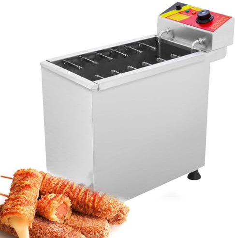 Hydravex Friteuse à bâtonnets de Hot-Dogs au Fromage 25 L, friteuse électrique Commerciale, friteuse à Graisse de Cuisine en Acier Inoxydable, friteuse à température réglable pour Restaurant, Magasin