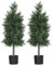 HOMCOM Lot de 2 Plantes artificielles Cèdre Arbre Artificielle intérieur et extérieur avec Pot, Hauteur 90 cm, Conifère, 38L x 12,5l x 90H cm Vert