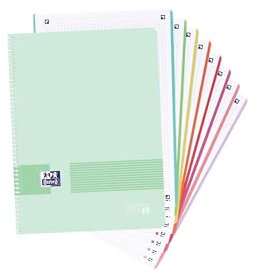 Oxford Live & Go, Cuaderno A4+ Cuadriculado 5x5, Tapa Plástico, 160 Hojas, 8 Bandas de Color, Libreta Microperforada, Color Ice Mint Pastel