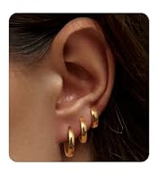 YADOCA 3 par örhängen ringar örhängen set rostfritt stål allergivänliga silver/guld/svart herr ringörhängen för män kvinnor 12/16/20 mm
