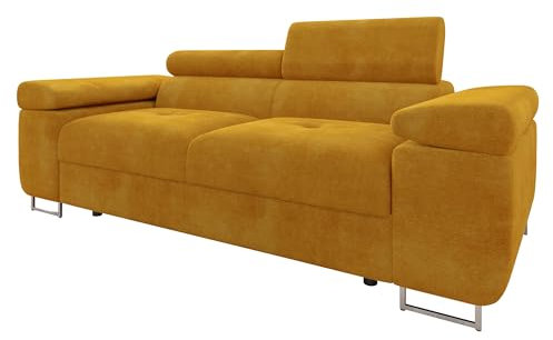 Mirjan24 Sofa Torezio II mit Einstellbare Kopfstützen, Zweisitzer Polstersofa, Füße aus Metall Chrom, Sofagarnitur, Wohnlandschaft, Couchgarnitur (Wave 05)