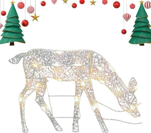 Rentier Figuren Weihnachtsdeko, Rentier Beleuchtet Aussen Gartendekoration, Weihnachtshirsche Weihnachtsbeleuchtung, Hirsch Silhouettes Im Freien Mit Lichtern Für Hof, Rasengarten