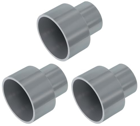 sourcing map 3 raccordi riduttori per tubi in UPVC, 63 x 40 mm, in PVC, adattatore per tubi dritti per fognature domestiche, linee idrauliche, grigio