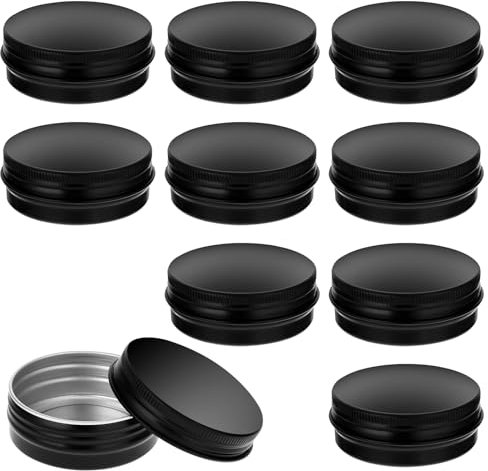 10 PCS Lip Balm Containers, Small Tins with Lids Lip Balm Tin Aluminium Tins with Lids Screw Pots Sample Pots Salve Tin with Screw Lid for Salves, Lotion Bars, Candles