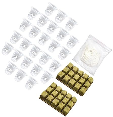 Supvox Hydroponisches Pflanzenzuchtset aus Kunststoff mit Anzuchtwürfeln und Baumwollseil für Balkon und Indoor Pflanzenzucht ohne Erde mit Wasserhaltefunktion