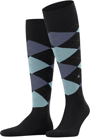 Burlington Homme King M Kh Baumwolle Lang Gemustert Chaussettes Au Genou, Gris Oil Melange 3986, 42-48 EU
