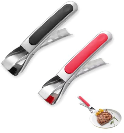 2pcs Stainless Steel Anti-Scalding Hot Bowl Plate Gripper Clips, Kitchen Silicone Tongs, Retriever Gripper Clips for Lifting Hot Dishes, Pans from Instant Pot, Microwave Oven, Air Fryer (B)
