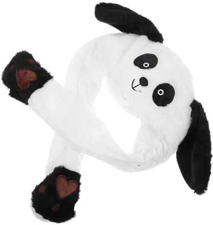Toyvian Plüsch Panda Mütze Mit Beweglichen Ohren Kuschelige Tiermütze Für Junge Mädchen Und Erwachsene Lustige Cartoon Mütze Für Fasching Karneval Party Und Rollenspiele Warmes Accessoire