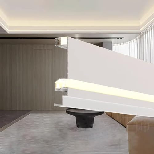 Tira de iluminación LED para decoración de techo y pared, canal de aluminio con difusor para iluminación indirecta y lineal de zócalos