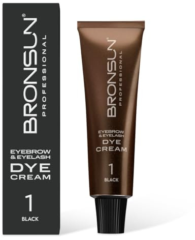 BRONSUN® Tinte en Crema para Pestañas y Cejas | Coloración Intensa y de Larga Duración | Fórmula Suave sin Amoniaco | Con Queratina, Seda y Vitamina E | Negro Nº1 – 15 ml