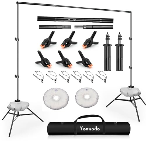 Support Toile de Fond Professionnel 2,6x3m - Kit Complet Studio Photo Portable avec 12 Pinces, 2 Sacs à Eau et Sac de Transport - Robustes Réglable pour Événements, Mariage, Live, Portrait