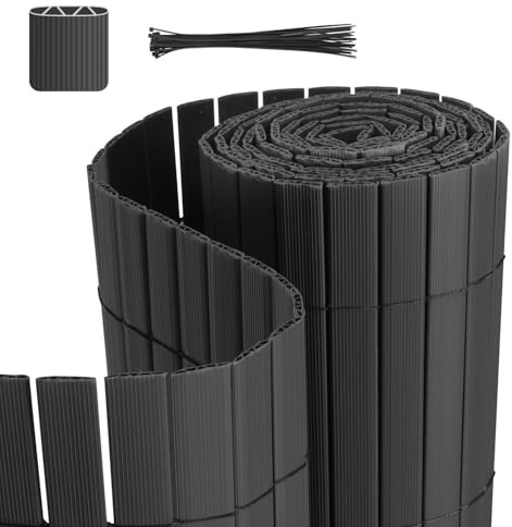 Daromigo PVC Sichtschutzmatte, 140 x 400cm Sichtschutzzaun mit Abschlussleiste, Windschutz Balkon Sichtschutz Wetterfest, für Zaun Garten Terrasse, Anthrazit