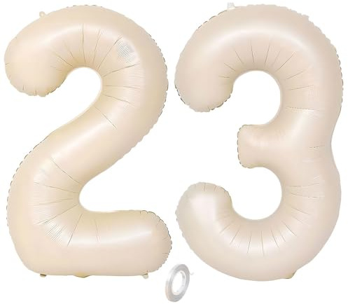 Balorise 40 Inch Giant White Aluminum Balloon Number 23/32, Inflatable Helium, Large Number 0-9, 10-100 (101 cm), Foil Balloons Decoration for Birthday Party and Wedding