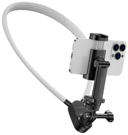 Hands Free Neck Phone Holder POV Vlog Neck Mount with Anti Shake Chest Strap Phone Clip for Recording Video Compatible with IPhone Android Phones