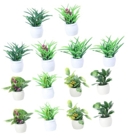 HONITANO 14 pièces Miniature Plante Artificielle Pot Miniature Bonsaï Simulation pour Maison de Poupée Décoration Micro Paysage Légère et Pratique pour Amateurs de Jardinage