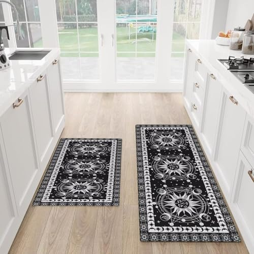 küchenteppich Schwarz Und Weiß Küchenläufer,Teppich Für küchenteppich waschbar rutschfest,fussmatte aussen 40x120