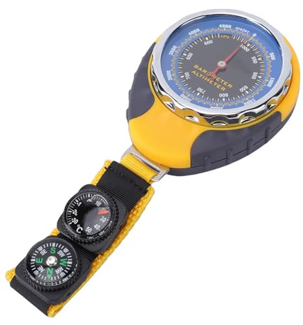 Cryfokt 4-in-1-Luftdruckmesser, Tragbares Barometer für den Außenbereich, Multifunktions-Höhenmesser mit Kompass, Ideal für Wohnmobil, Auto, Motorrad, Fahrrad, Wandern, Camping, Angeln