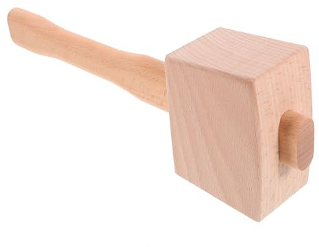 Hohopeti Maillet en Bois Massif de Hêtre 9,5 Pouces, Outil Manuel Polyvalent pour Travail du Bois, Maillet de Menuisier Surface Polie Lisse, Marteau à Ciseau pour Sculpture et Camping