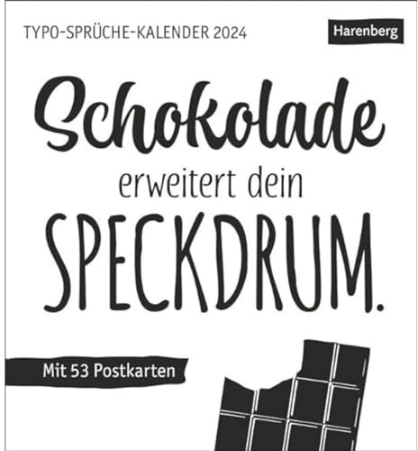 Typo-Sprüche-Kalender Postkartenkalender 2024. Wochenkalender mit originellen Sprüchen in Schwarz-weiß. Postkarten-Tischkalender mit 53 perforierten ... Verschicken: Wochenkalender mit 53 Postkarten
