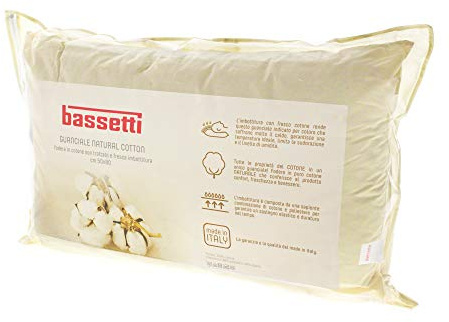 Bassetti Guanciale Natural Cotton Cuscino Made in Italy Puro Cotone Naturale Non trattato 50x80 cm