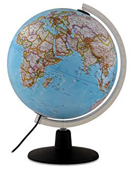 Tecnodidattica – NATGEO Classic Globe | Illuminated and revolving |Political and physical cartography | Text in English | 12/30cm Diameter
