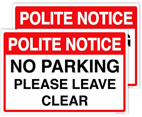 Pack of 2 No Parking Signs Driveway Self Adhesive (200 x 300 mm) No Parking Signs Outdoor Waterproof Stickers for Public & Private Areas Sara Prints®