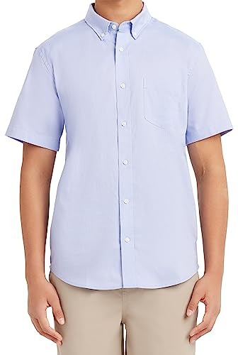 Nautica Camisa de Manga Corta con Botones Oxford para Hombre, Azul/Patchwork, Medium