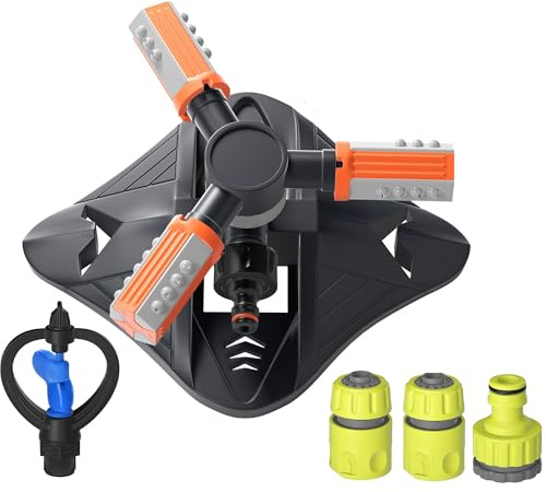 Garden Sprinkler,Automatic 360 Degree Rotating Garden Sprinkler with Quick Connectors