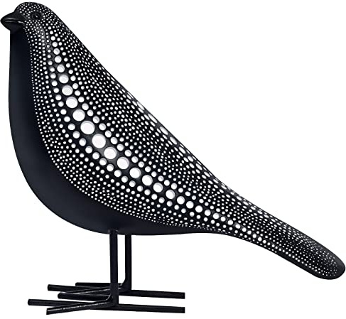Quoowiit Sculptures Home Decor, Bird Figurine Shelf Decor, Modern Decorations for Living Room, Bedroom, Office, House, Resin Animal Statues and Figurine with Chic Polka Dots Art Design (Black)