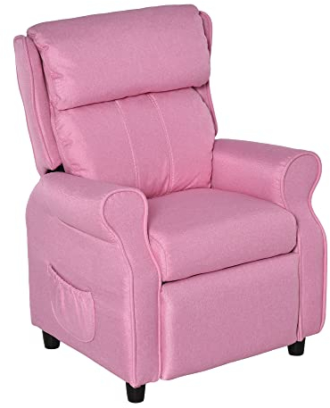 HOMCOM Kindersofa Kindersessel mit Fußstütze Armlehne verstellbare Rückenlehne Relaxsessel Kindercouch Stuhl Liegecouch Kinder Sofa für 3-5 Jahre Jungen und Mädchen Rosa