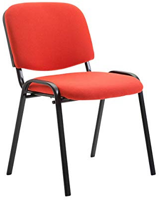 TPFLiving Besucherstuhl Keen Konferenzstuhl mit Hochwertiger Polsterung und Kunstlederbezug I Stapelstuhl mit Robustem Metallgestell und Gepolsterter Rückenlehne/Sitzfläche, Farbe: Rot