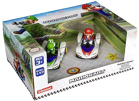 Pull & SPEED - 15813022 - Mario Kart - P-Wing Twinpack I Aufziehauto Rennauto I Pull and Speed Auto mit Rückziehmotor I Für Jungs und Mädchen ab 6 Jahren & Erwachsene I Rennbahn