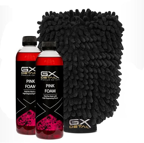 GxDetail Pink Foam 1 Litro – Espuma de Lavado Rosa para Coche – Limpieza Profunda y Brillo Espectacular – Espuma Densa y pH Neutro – Seguro para Pintura - Efecto Nieve.