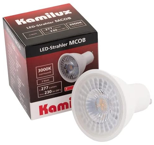 Kamilux 2er Set 230V / LED Leuchtmittel / 3 Watt = 30 Watt / 277 Lumen/Warmweiß / 3000K / Sockel GU10