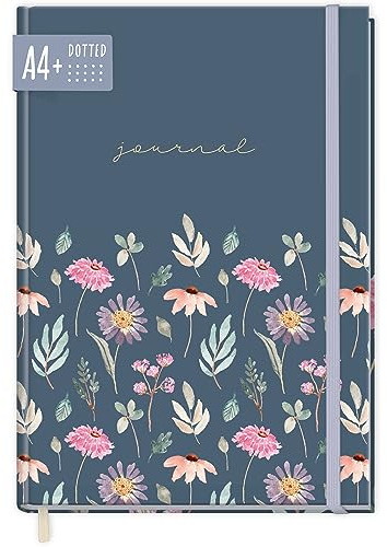 paper&you® Dotted Journal A4+ con banda elástica Flying Flowers 156 páginas, cuaderno de notas con puntos, diario - sostenible & respetuoso con el clima