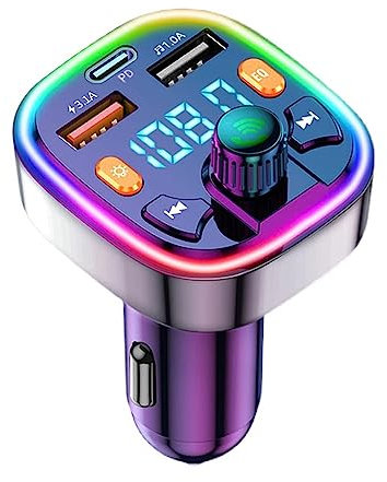 Bluetooth 5.3 FM Transmitter for Car Dual USB Bluetooth Car Charger Adapter PD USB Type c, Wireless Radio Receiver Hands-Free Calling, Music Player Support 64G Drive u Disk