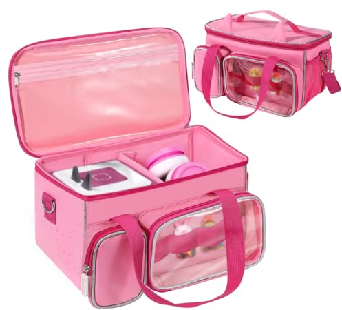 Dadanism Tasche für Toniebox Starterset, Alles in Einer Tasche, Tragetasche für Tonie Box, Tonies Figures Characters, Kopfhörer, Ladestation, Transporttasche mit Griff und Schultergurt, Rosa