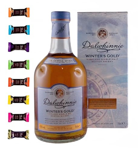 Dalwhinnie Winters Gold scotch Single Malt Whisky + 8 Edelschokoladen 8 Sorten Genießer Set Männergeschenke Whisky mit Schokolade genießen Geschenk idee