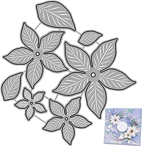 Zghhc Fustelle in Metallo, 1 Pezzo di Fiori di Natale Stella di Natale Fustellati Modello di Stencil per Goffratura Fai Te per Realizzare Cartoline Foto Decorative Scrapbooking