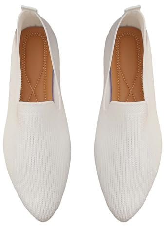 Flache Schuhe Zum Kleid Sommerschuhe Damen Bequem Gewebte, orthopädische, atmungsaktive, weiche Schuhe für Damen, zum Spazierengehen, Slip-On-Schuhe aus Damen Slip On Sneakers Damen (White, 39)